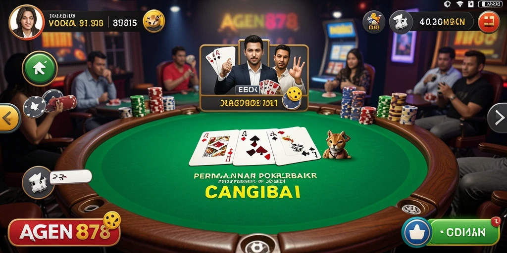 Tampilan gameplay Poker yang menegangkan di AGEN878.