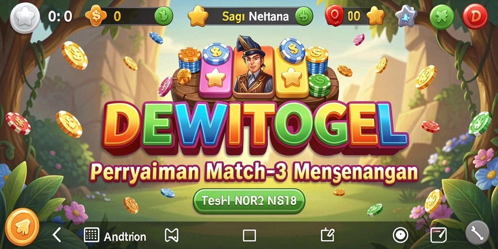 Screenshot gameplay DEWITOGEL dengan elemen warna-warni match-3.