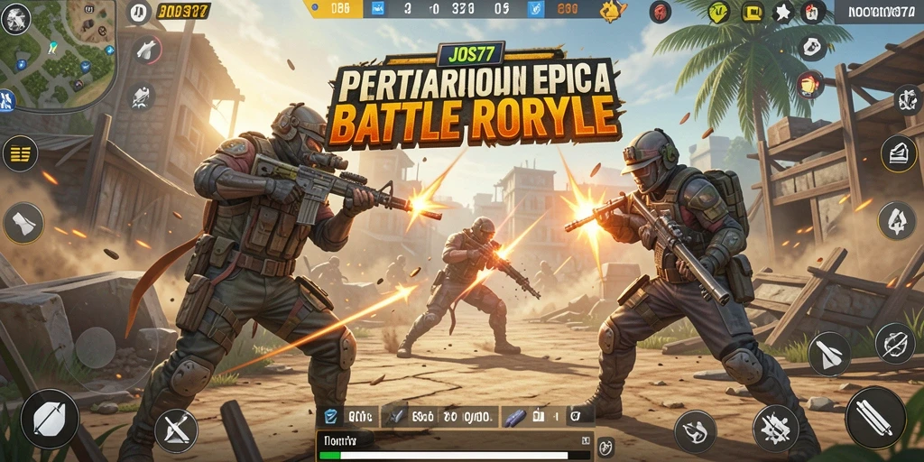 Tangkapan layar menampilkan aksi seru di permainan Battle Royale JOS77.