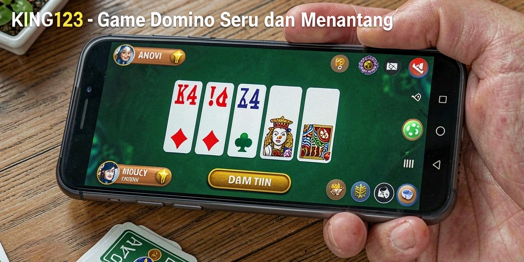 Tangkapan layar KING123 menunjukkan aksi seru permainan domino dengan desain menarik.