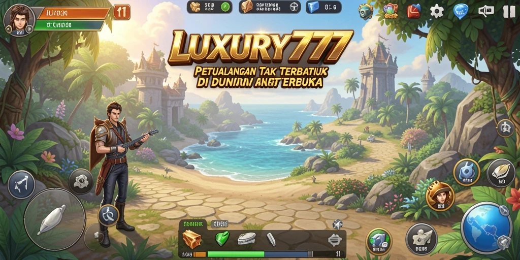 Tangkapan layar gameplay LUXURY777 menampilkan dunia terbuka yang kaya.