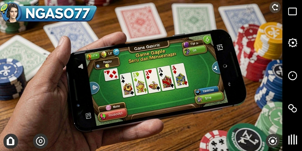 Screenshot gameplay NGASO77 yang menampilkan serunya permainan Gaple.