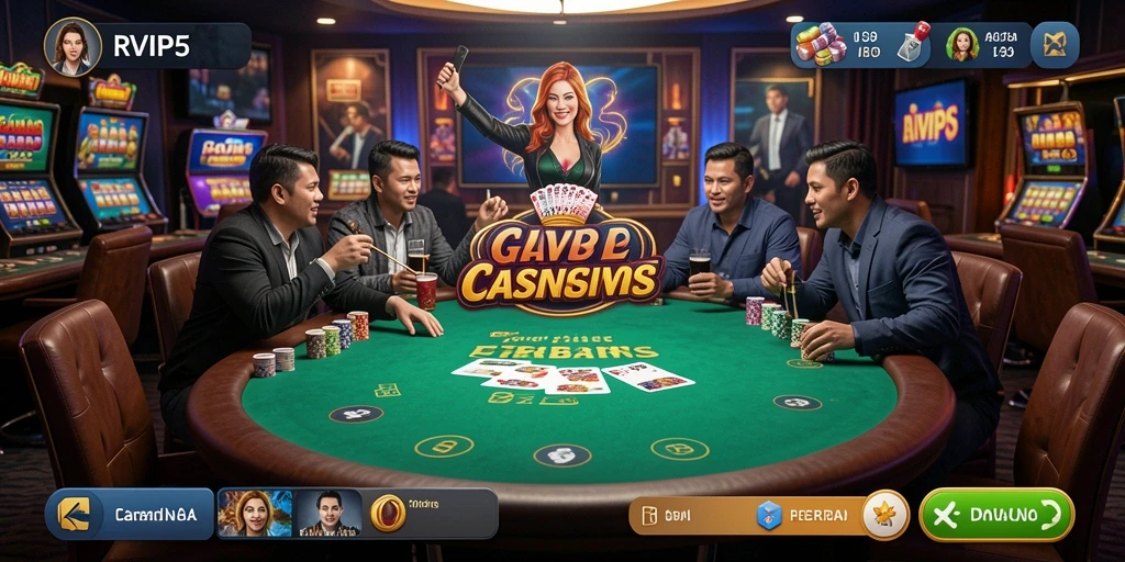 Screenshot gameplay Live Casino RVIP5 yang menampilkan suasana kasino nyata.