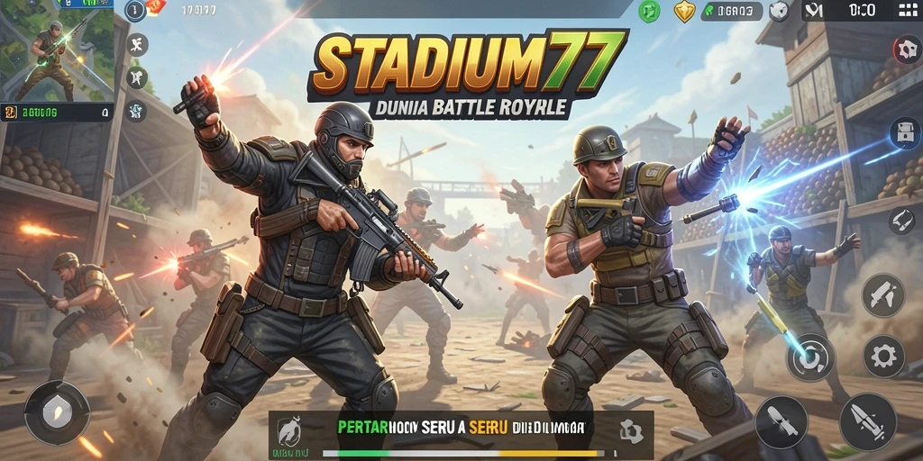 Tangkapan layar dari gameplay STADIUM77 menampilkan aksi pertempuran yang mendebarkan.