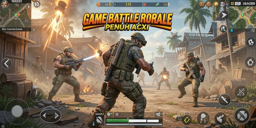Tampilan gameplay seru dalam pertempuran di WAK89.